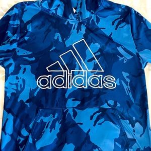 Men's Adidas Royal Blue/White Essentials All Over Print Hoodie - mens/boys $80